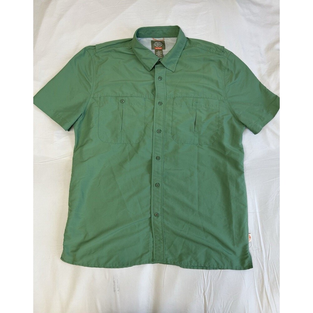 St Johns Bay Outdoor Men Large Green Short Sleeve Vented Fishing Shirt